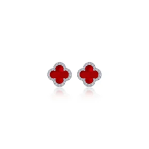 Lassaire Sterling Silver Earrings with Sim Red Agate Accents
