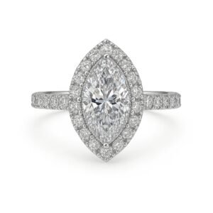 1.00 Carat Marquise Lab Diamond Engagement Ring in 14 Karat White Gold